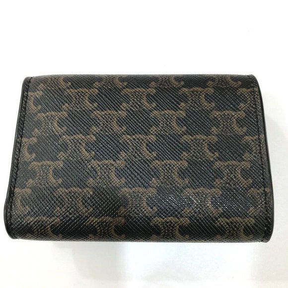 CELINE Triomphe Small trifold Compact wallet Trifold wallet PVC/Leather Brown - Picture 8 of 16